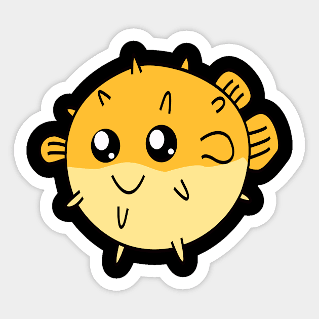 Cute Pufferfish T-shirt Sticker by AquaticPals